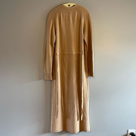 Vince Wool Cashmere Camel Tan Long Sleeve Tie Sweater Dress | SZ S - Picture 4 of 14